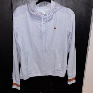 Ice Blue REI Co-op Hoodie with Rust  Accent Banding around Sleeve